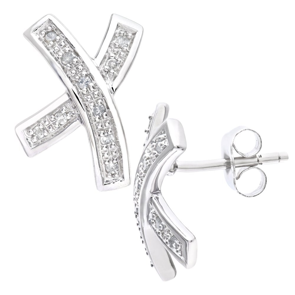 SPARKLD 9ct White Gold 0.10ct Diamond Stud Earrings