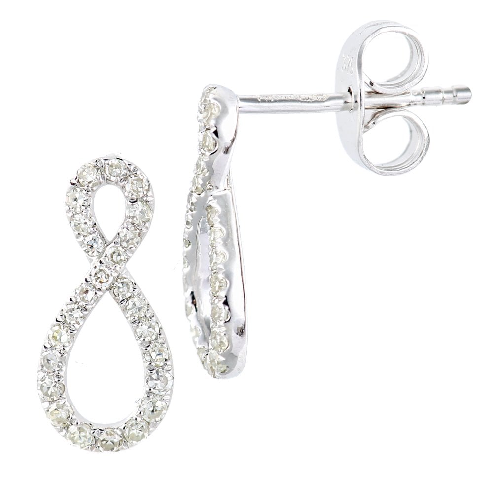 SPARKLD 9ct White Gold 0.20ct Diamond Infinity Stud Earrings