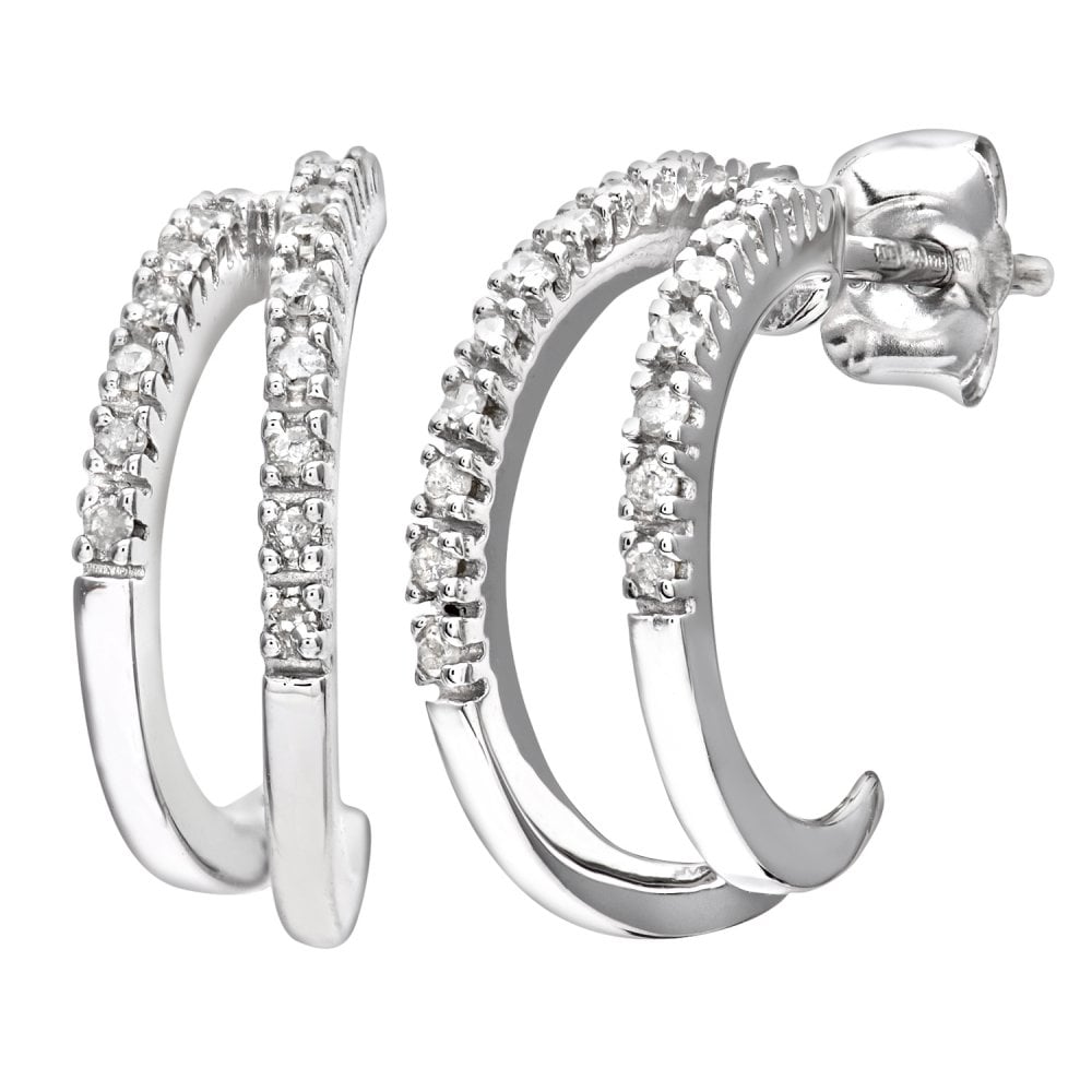 SPARKLD 9ct White Gold 0.15ct Diamond Huggies