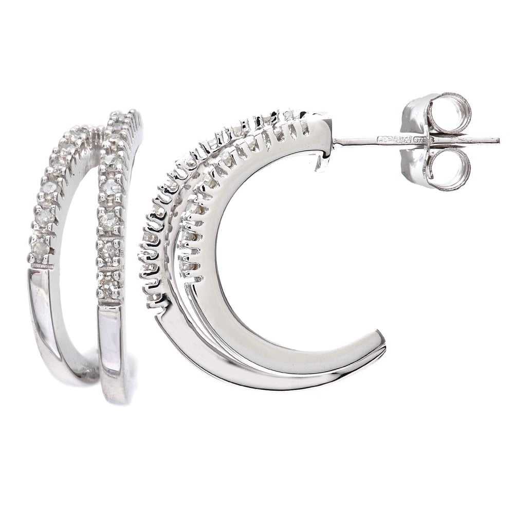 SPARKLD 9ct White Gold 0.15ct Diamond Huggies