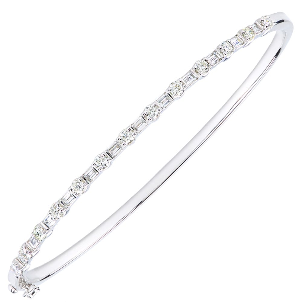 SPARKLD 9ct White Gold 1.15ct Diamond Bangle