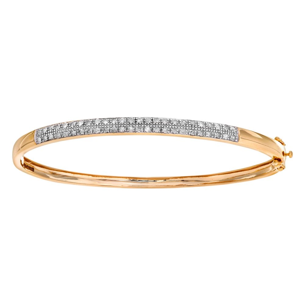 SPARKLD 9ct Yellow Gold 0.50ct Diamond Bar Bangle