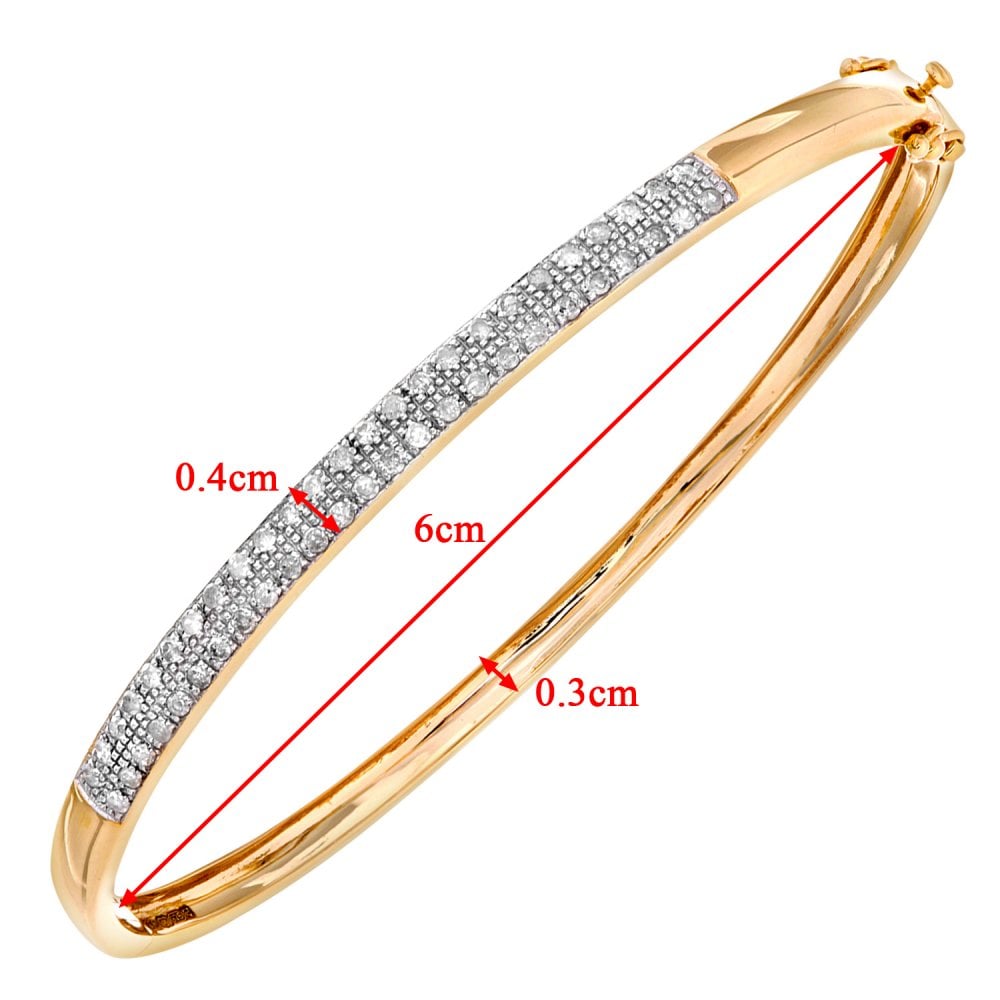 SPARKLD 9ct Yellow Gold 0.50ct Diamond Bar Bangle