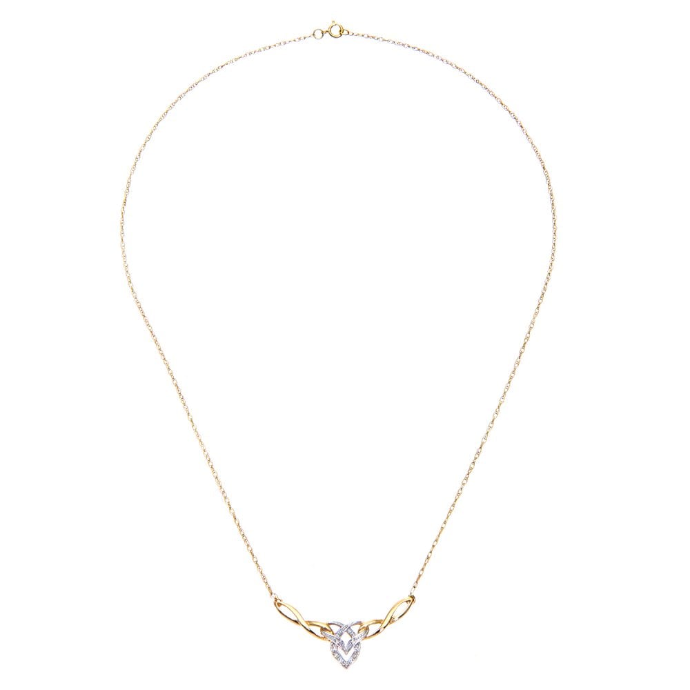 SPARKLD 9ct Yellow Gold 0.02ct Diamond Heart Necklace