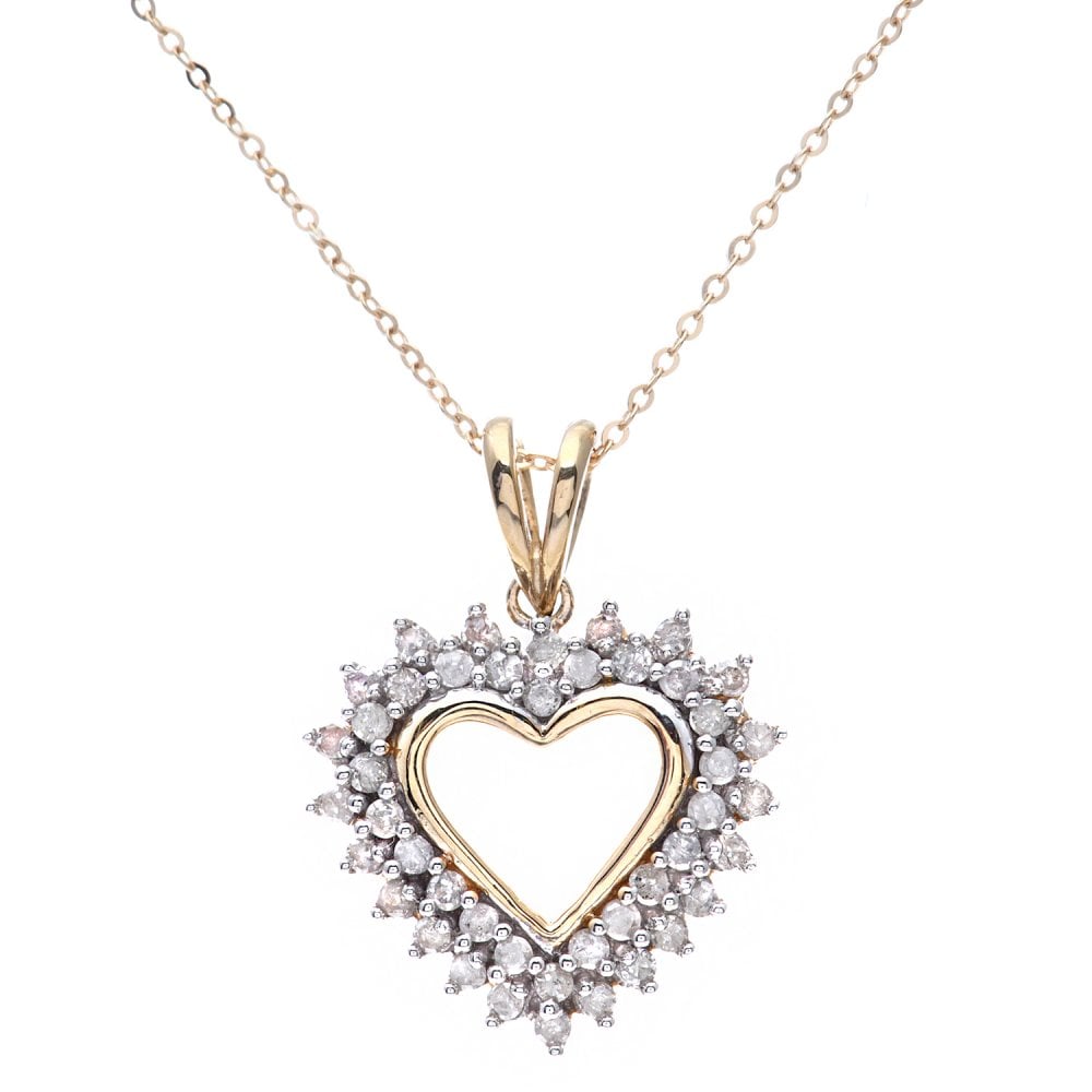 SPARKLD 9ct Yellow Gold 0.33ct Diamond Heart Pendant Necklace
