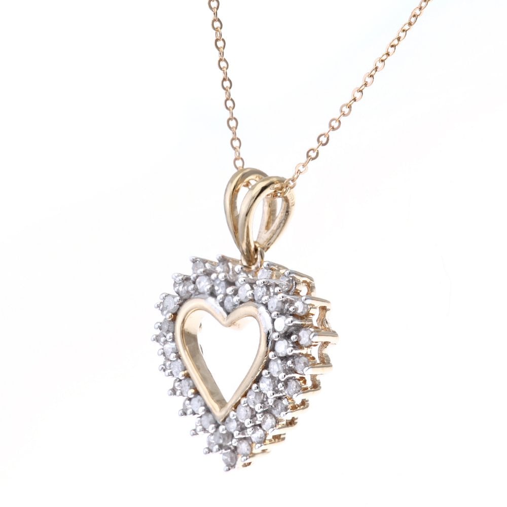 SPARKLD 9ct Yellow Gold 0.33ct Diamond Heart Pendant Necklace