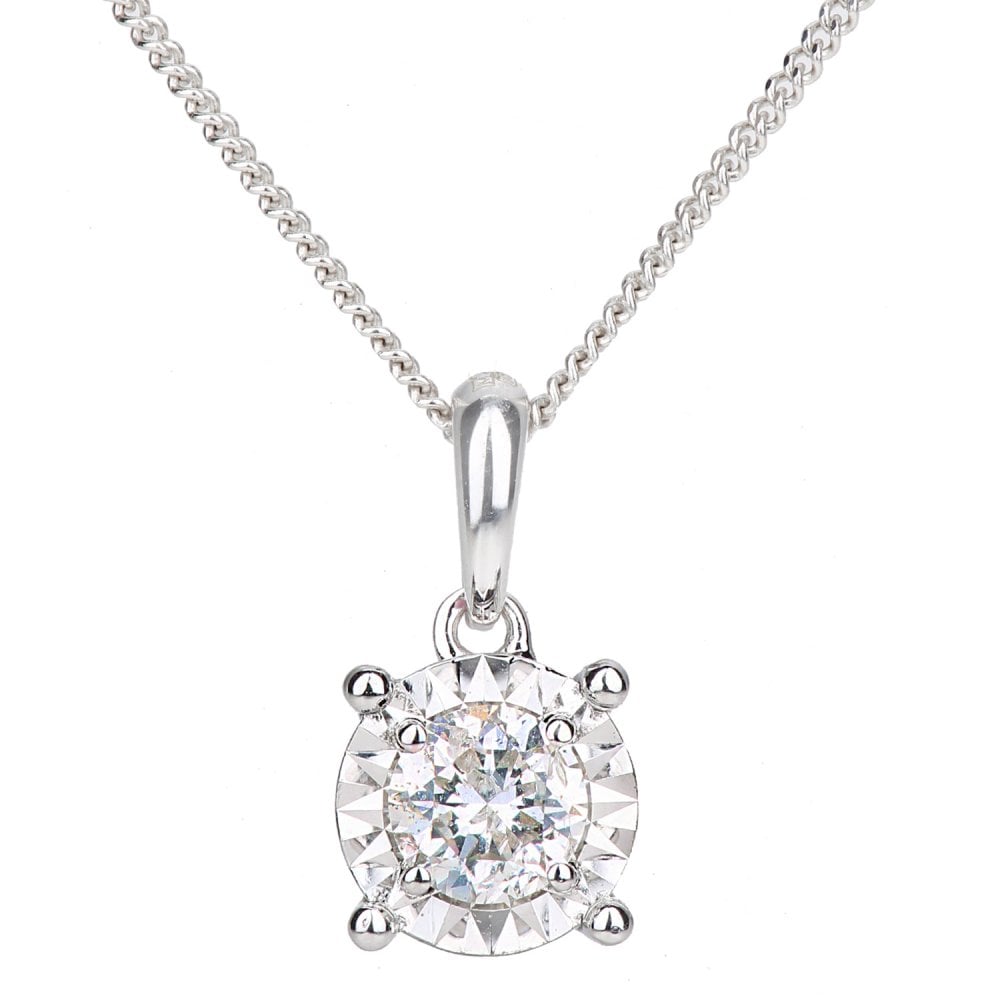 SPARKLD 18ct White Gold 0.30ct Diamond Solitaire Pendant Necklace