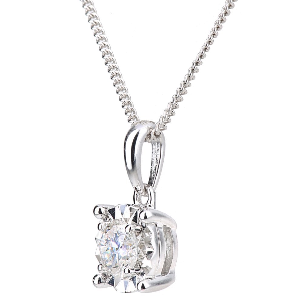 SPARKLD 18ct White Gold 0.30ct Diamond Solitaire Pendant Necklace