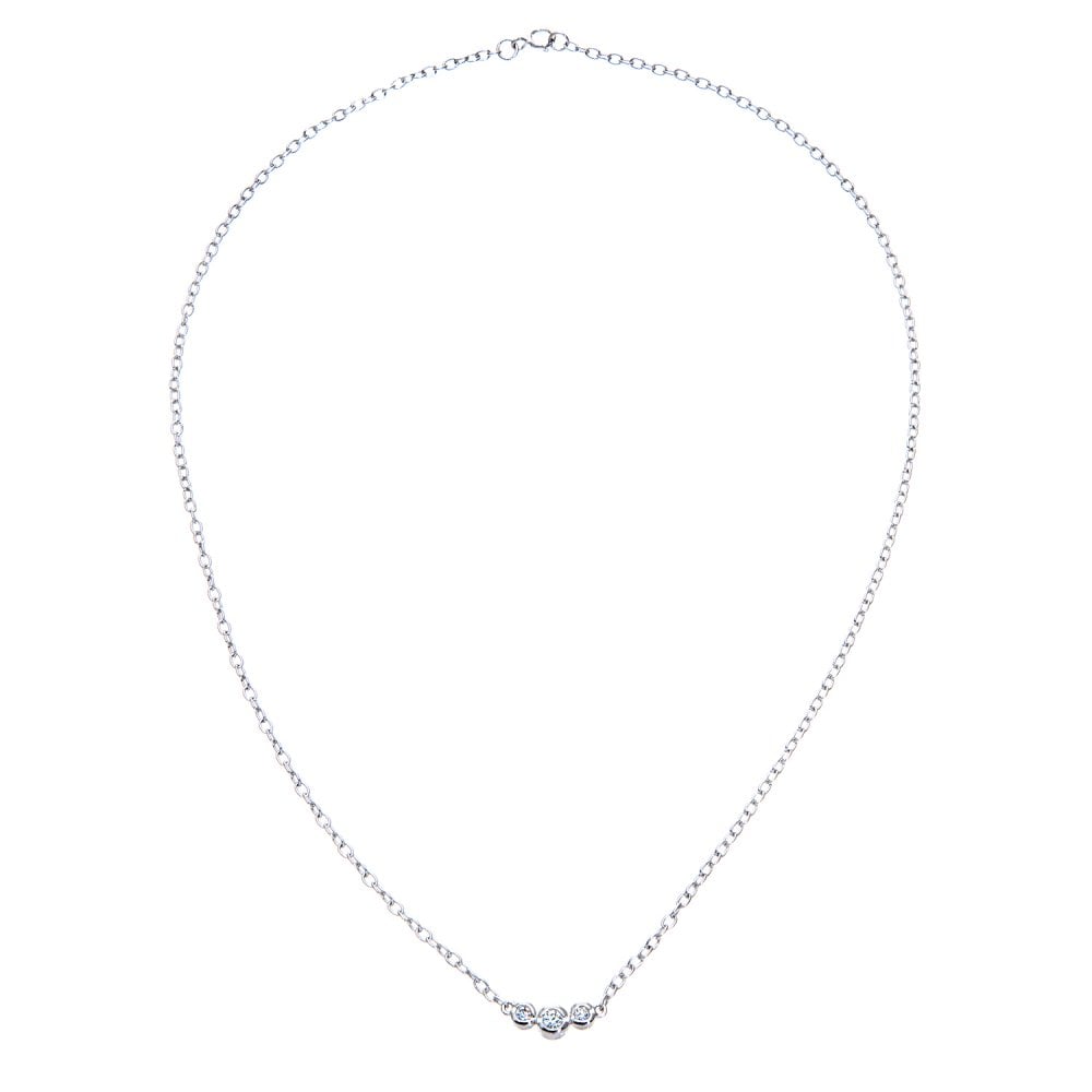 SPARKLD 9ct White Gold 0.08ct Diamond Trilogy Necklace