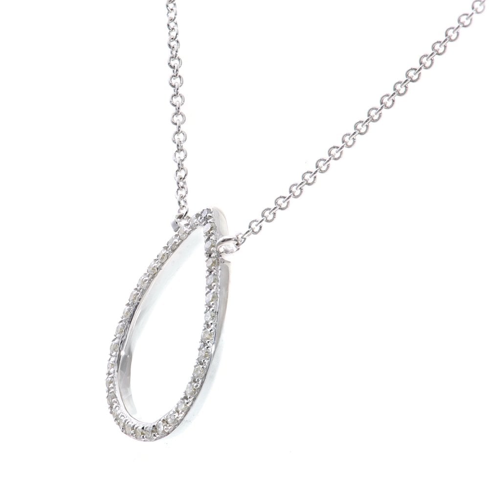 SPARKLD 9ct White Gold 0.10ct Diamond Teardrop Necklace