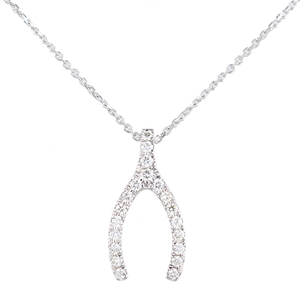 SPARKLD 9ct White Gold 0.15ct Diamond Horseshoe Necklace