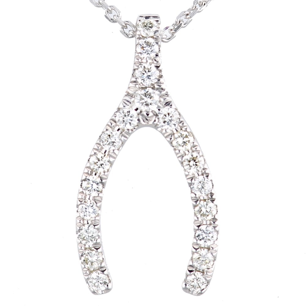 SPARKLD 9ct White Gold 0.15ct Diamond Horseshoe Necklace
