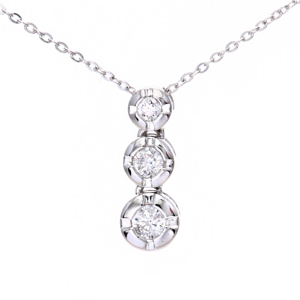 SPARKLD 9ct White Gold 0.15ct Diamond Stick Pendant Necklace
