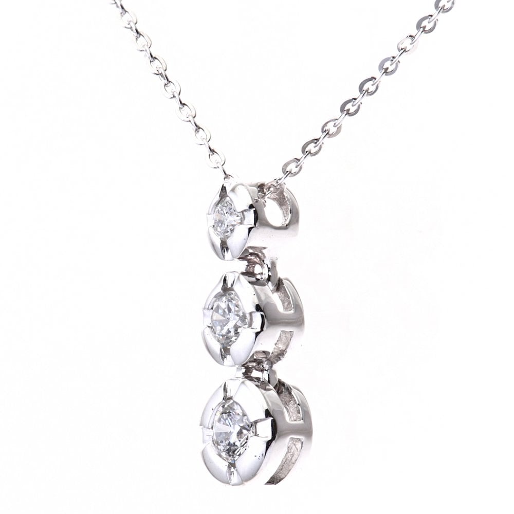 SPARKLD 9ct White Gold 0.15ct Diamond Stick Pendant Necklace
