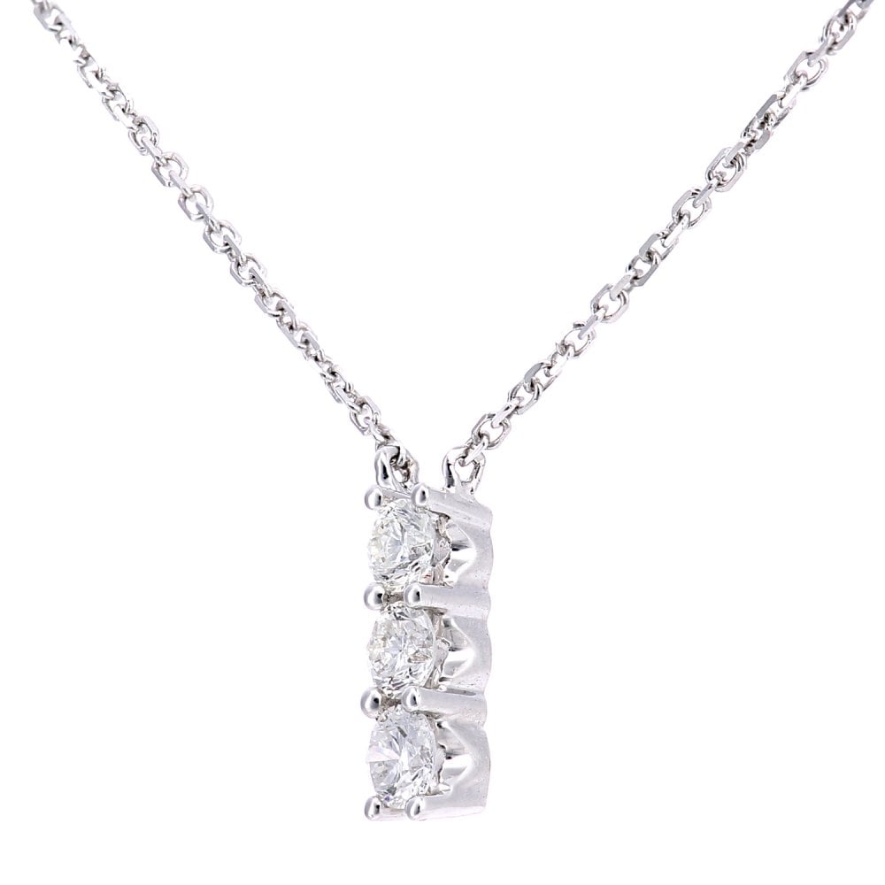 SPARKLD 9ct White Gold 0.20ct Diamond Trilogy Necklace