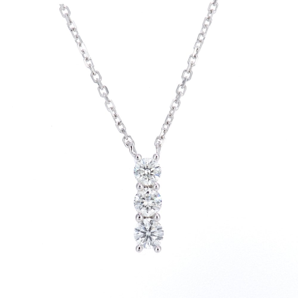 SPARKLD 9ct White Gold 0.20ct Diamond Trilogy Necklace