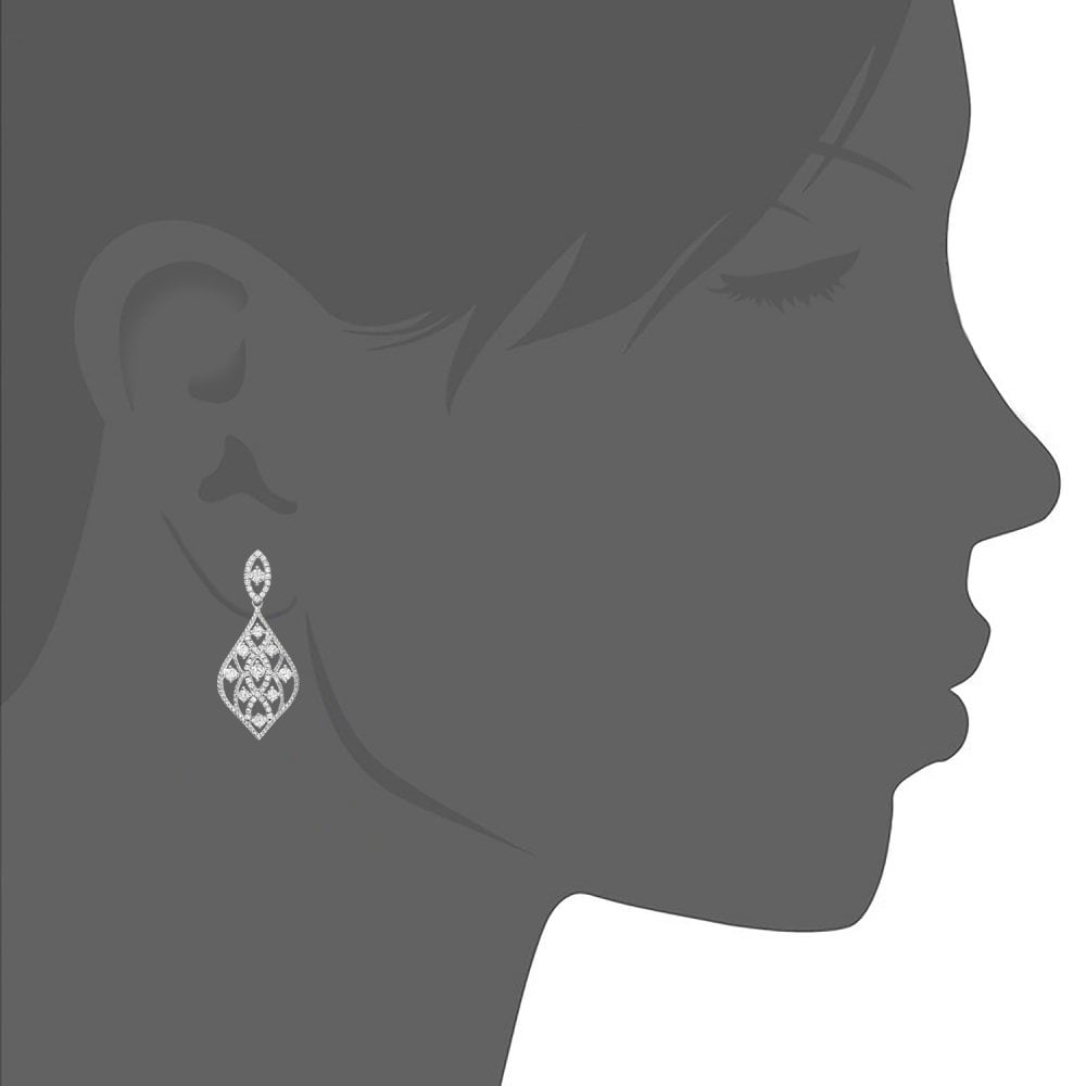 SPARKLD 18ct White Gold 0.95ct Diamond Chandelier Drop Earrings