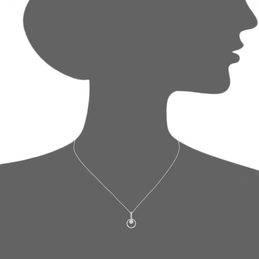 SPARKLD 18ct White Gold 0.25ct Diamond Round with Inner Drop Pendant on 40cm Chain