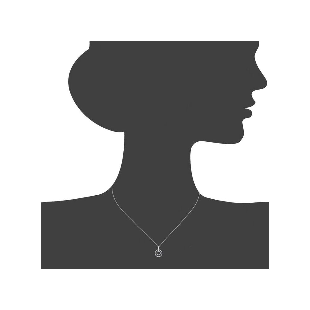 SPARKLD 9ct White Gold 0.05ct Diamond Circle Drop Pendant and Chain of 46 cm