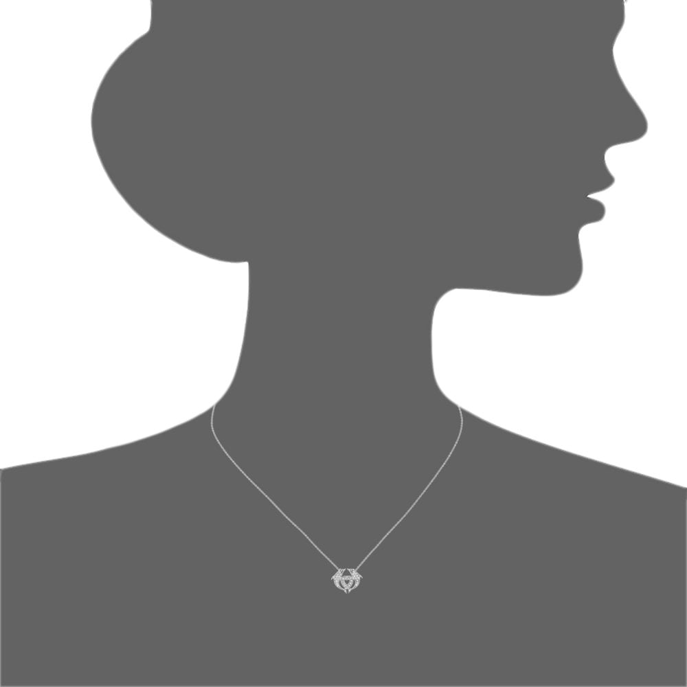 SPARKLD Sterling Silver Dolphin and Heart Cubic Zirconia Pendant and 42 cm Chain