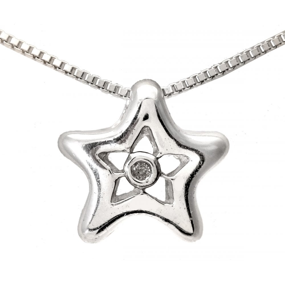 SPARKLD Sterling Silver Diamond Star Pendant