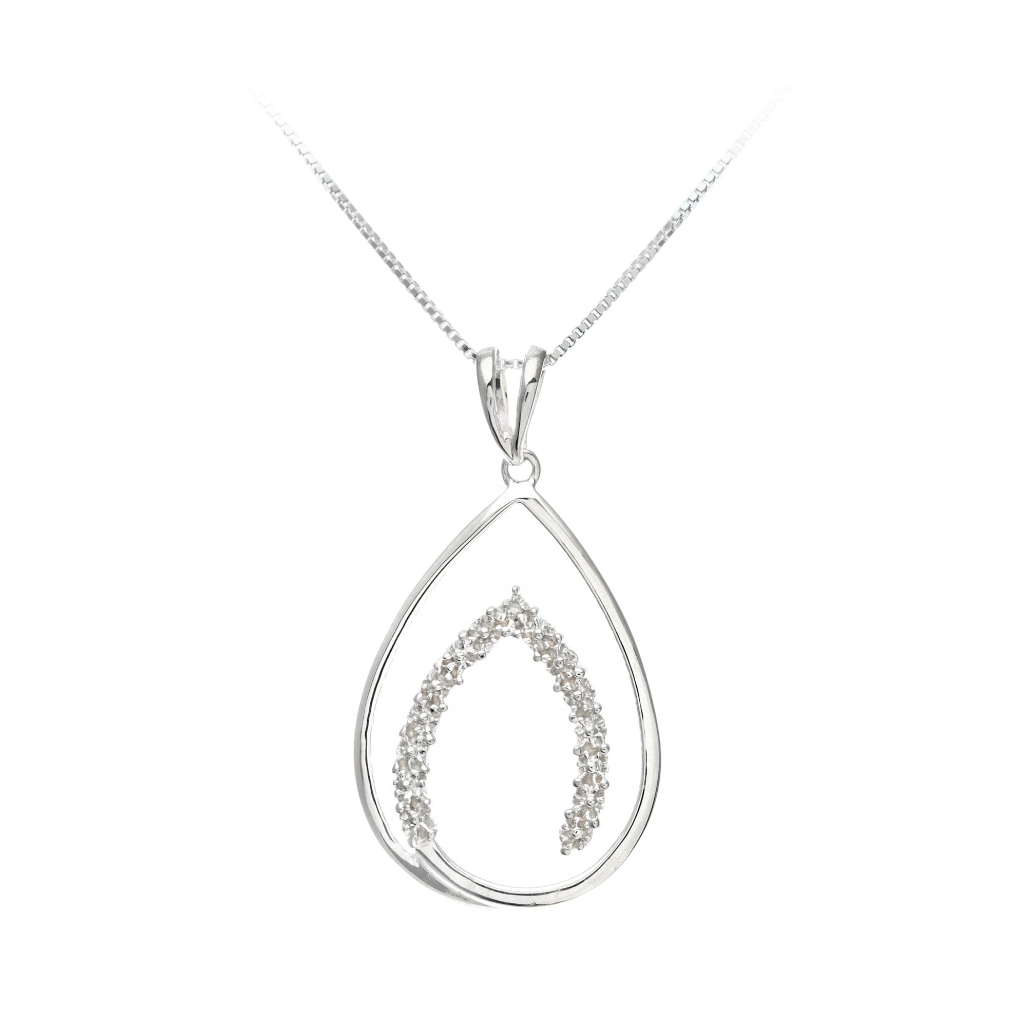 SPARKLD Sterling Silver Diamond Drop Pendant