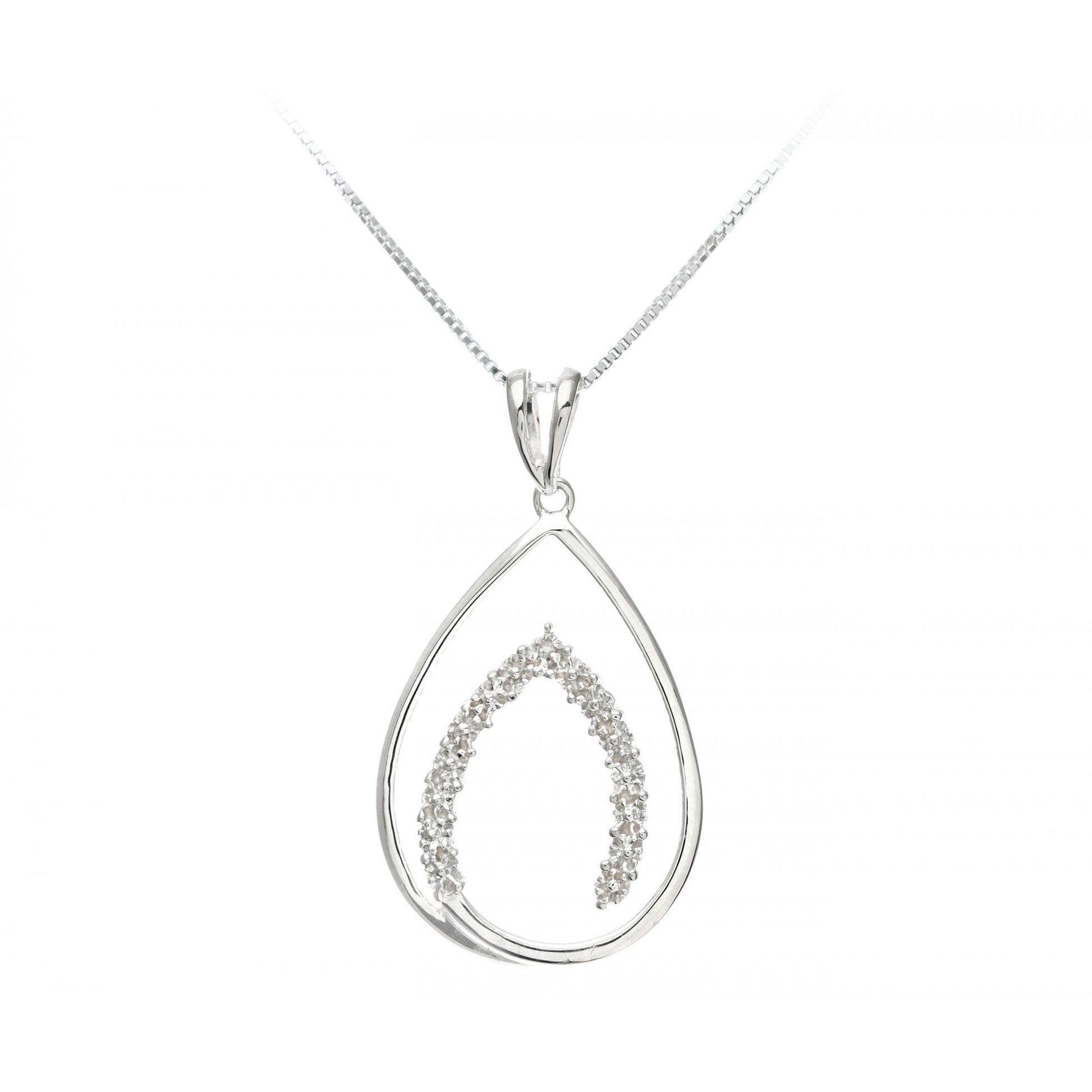 SPARKLD Sterling Silver Diamond Drop Pendant