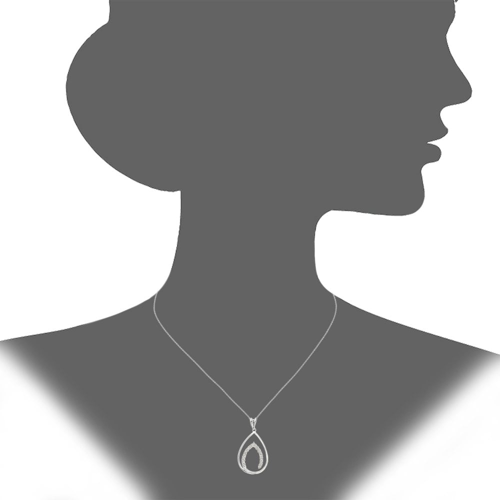 SPARKLD Sterling Silver Diamond Drop Pendant