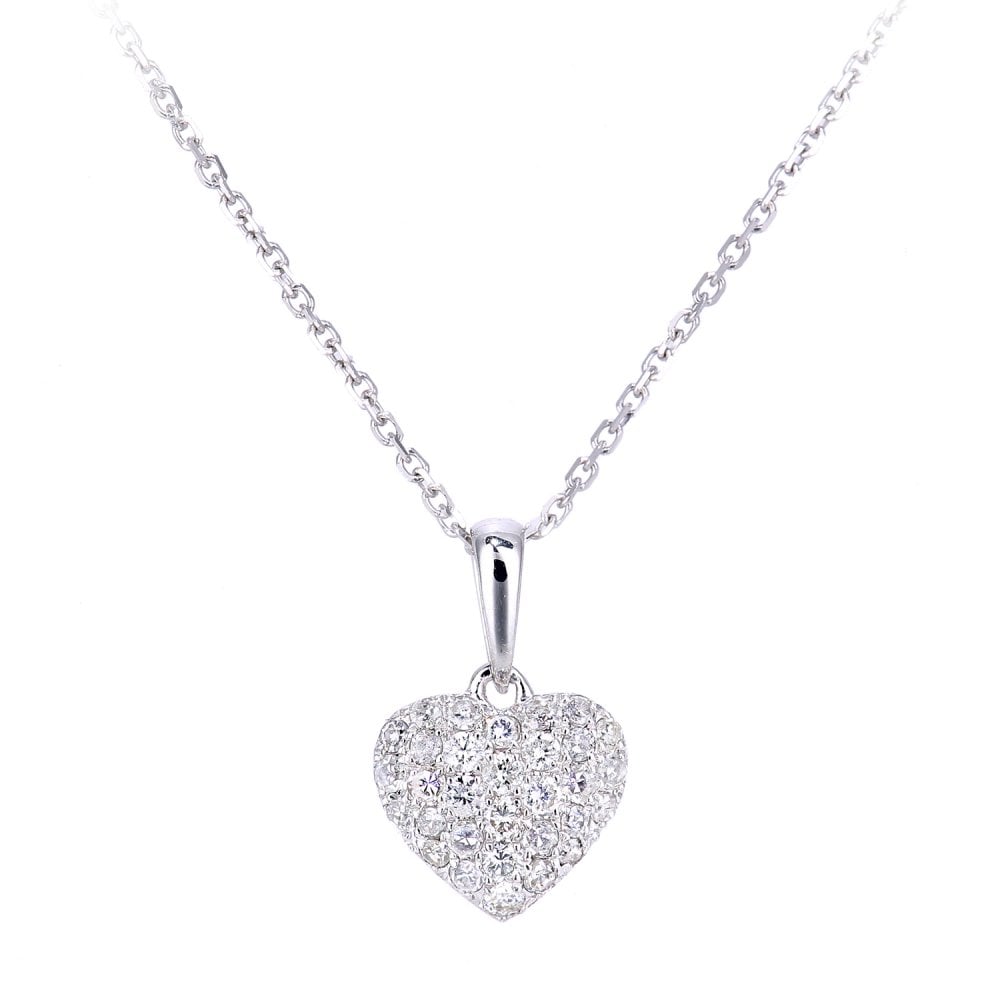 SPARKLD 9ct White Gold 0.20ct Diamond Heart Pendant Necklace