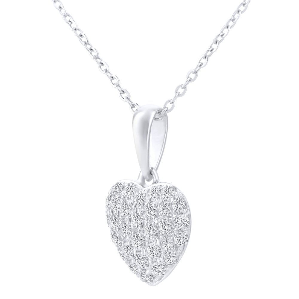 SPARKLD 9ct White Gold 0.20ct Diamond Heart Pendant Necklace