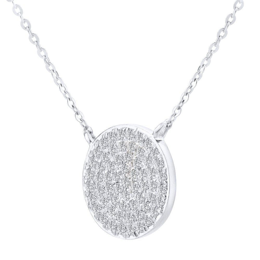 SPARKLD 9ct White Gold 0.20ct Diamond Halo Necklace