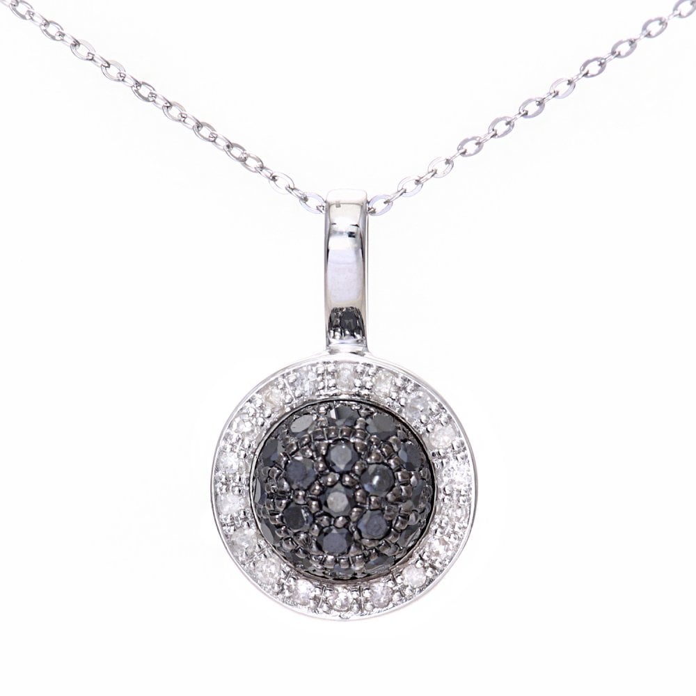 SPARKLD 9ct White Gold 0.10ct Diamond Halo Pendant Necklace