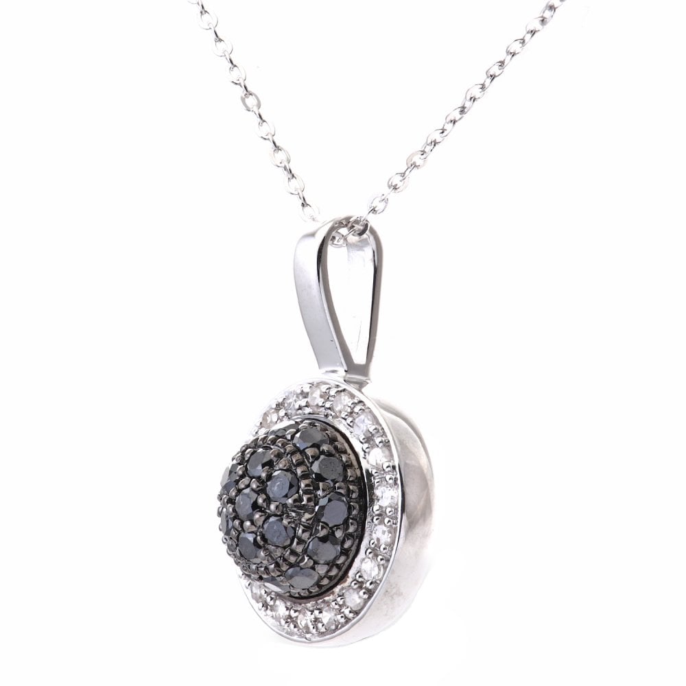 SPARKLD 9ct White Gold 0.10ct Diamond Halo Pendant Necklace