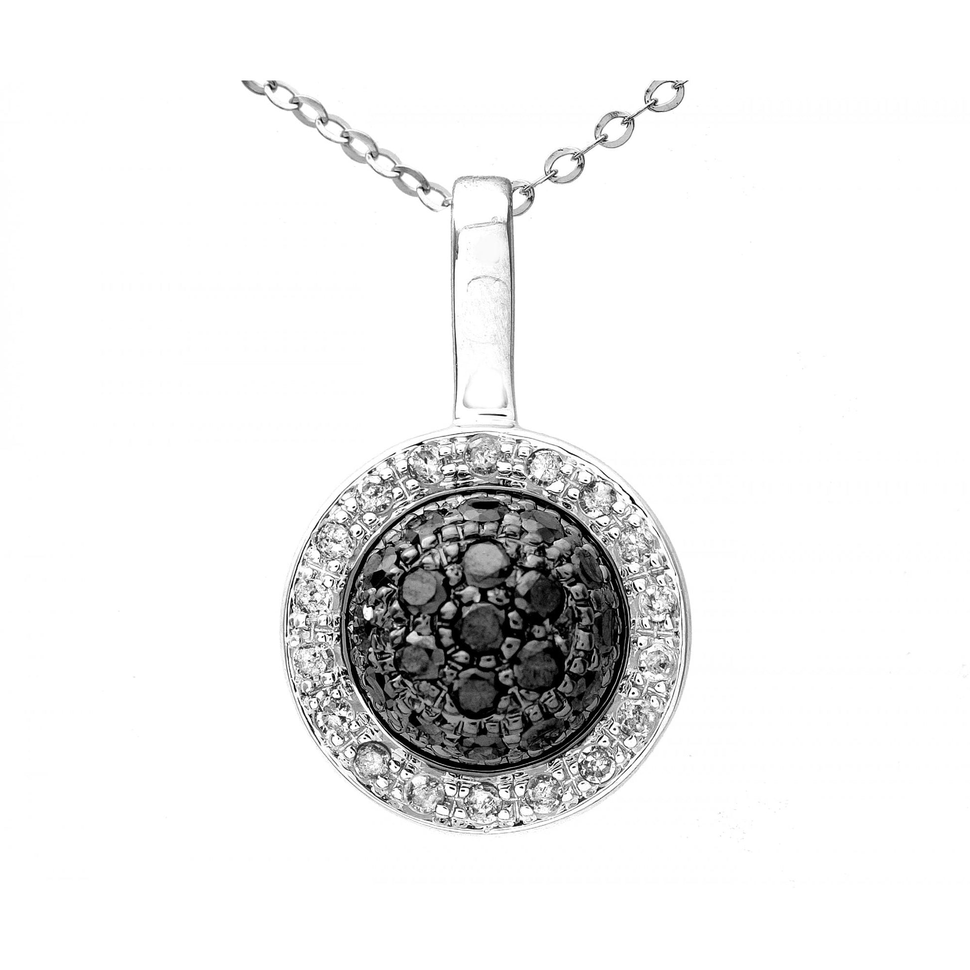 SPARKLD 9ct White Gold 0.10ct Diamond Halo Pendant Necklace