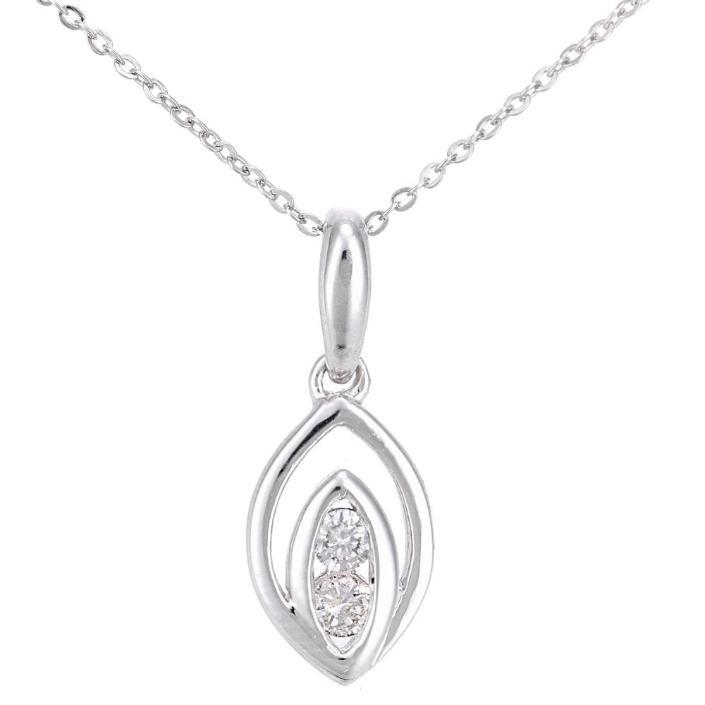 SPARKLD 9ct White Gold 0.10ct Diamond Pendant Necklace