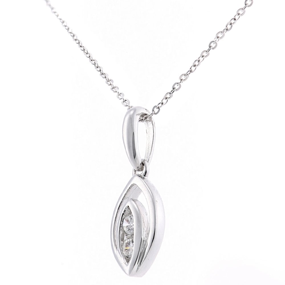 SPARKLD 9ct White Gold 0.10ct Diamond Pendant Necklace