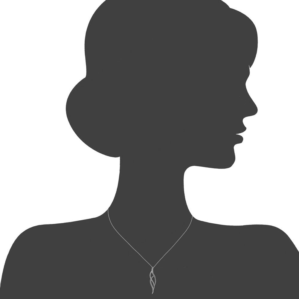 SPARKLD 9ct White Gold 0.10ct Diamond Twist Pendant Necklace