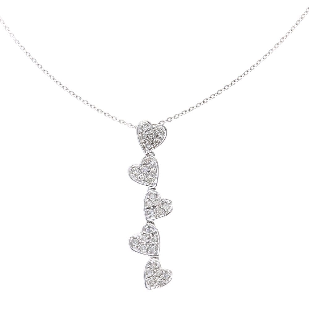 SPARKLD 9ct White Gold 0.12ct Diamond Heart Pendant Necklace