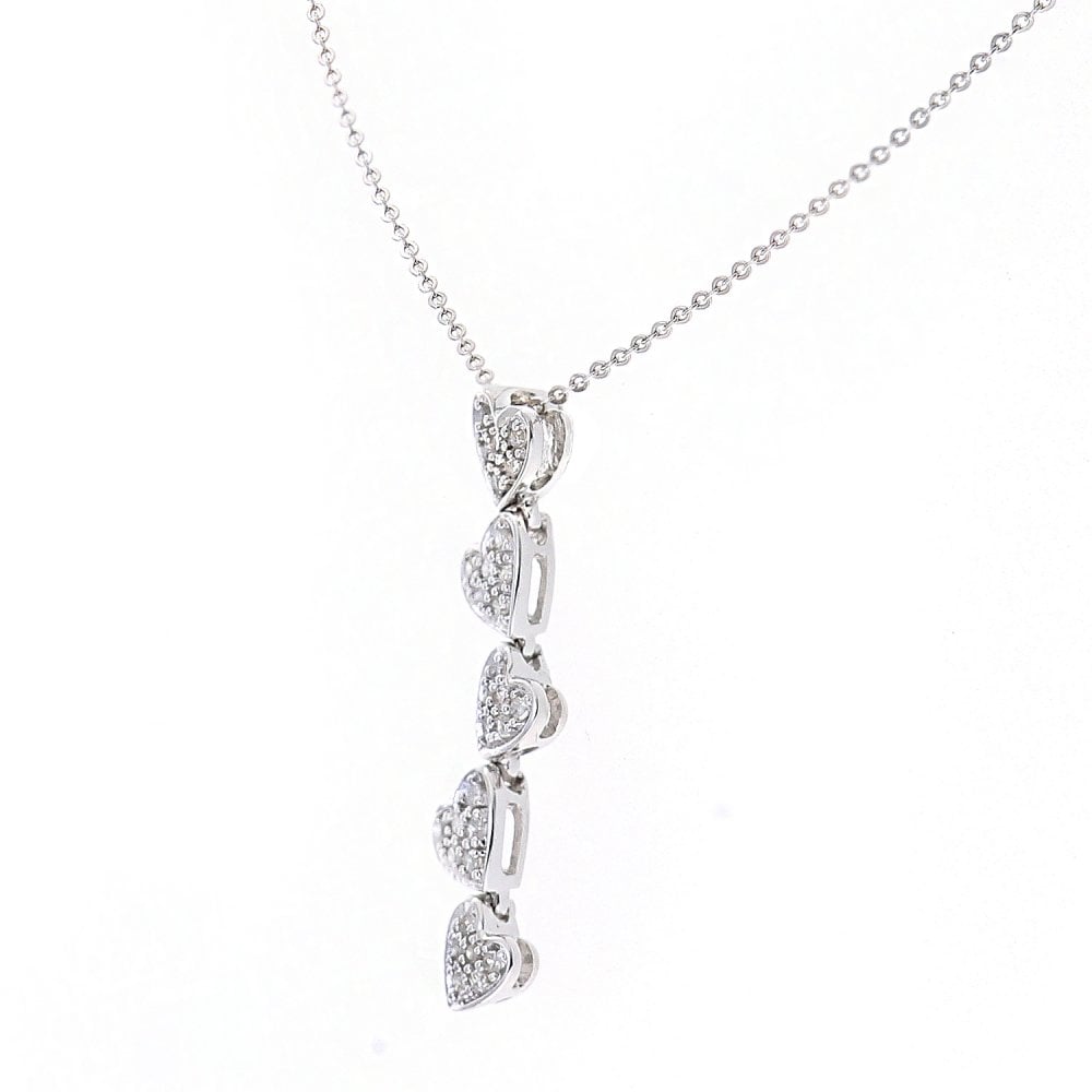 SPARKLD 9ct White Gold 0.12ct Diamond Heart Pendant Necklace