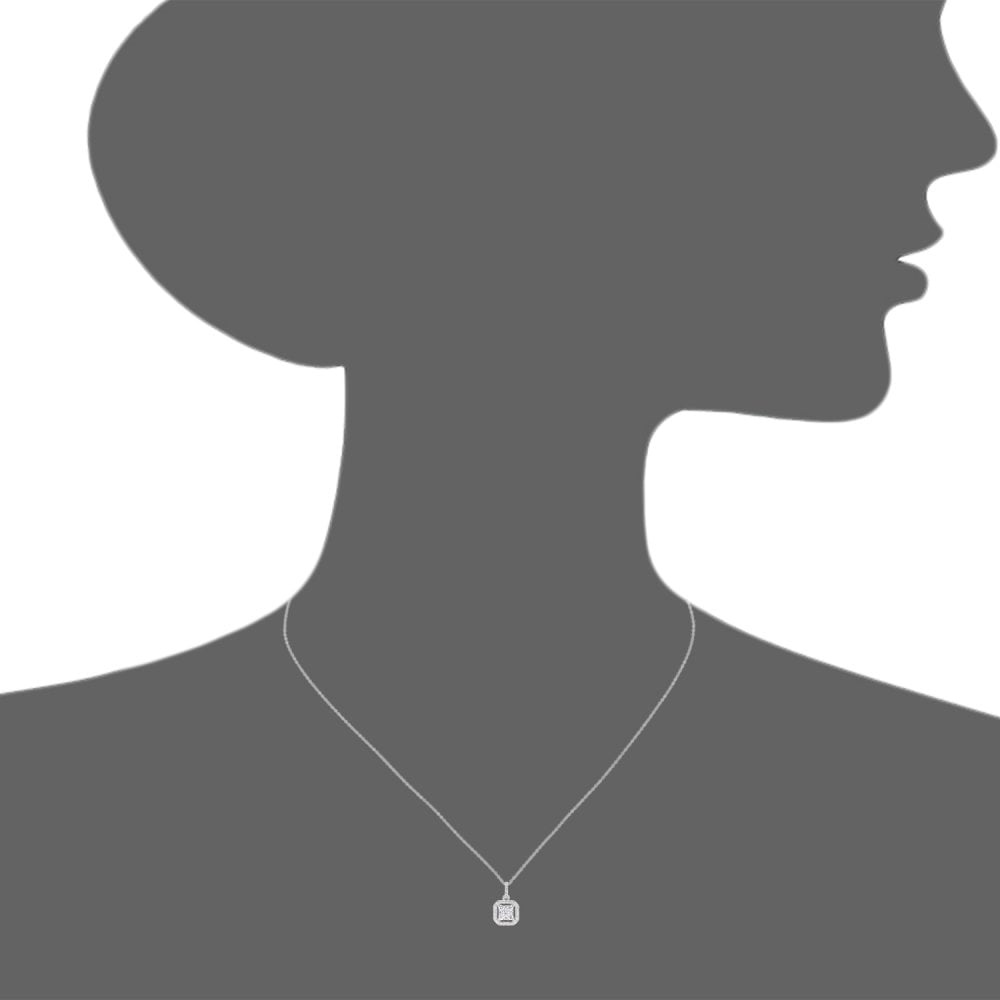 SPARKLD 9ct White Gold 0.13ct Diamond Halo Pendant Necklace