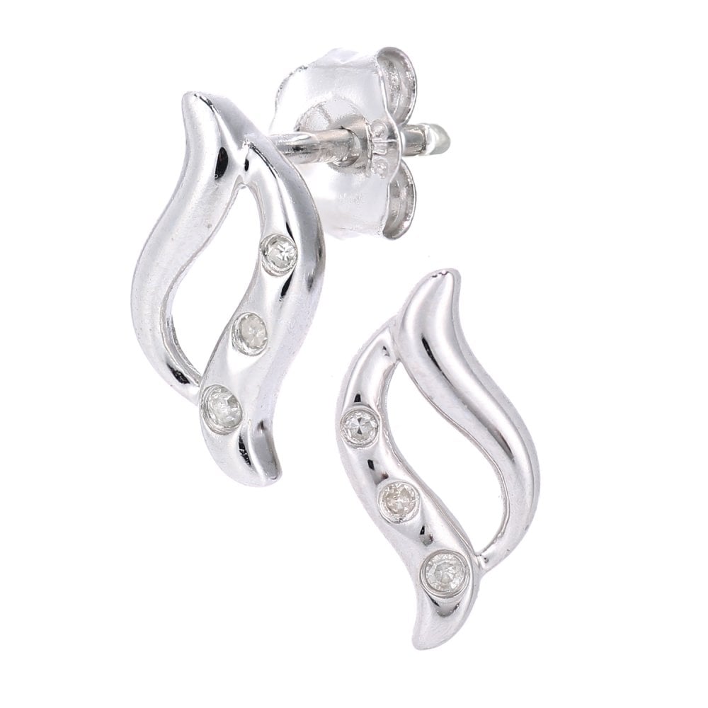 SPARKLD 9ct White Gold 0.02ct Diamond Stud Earrings