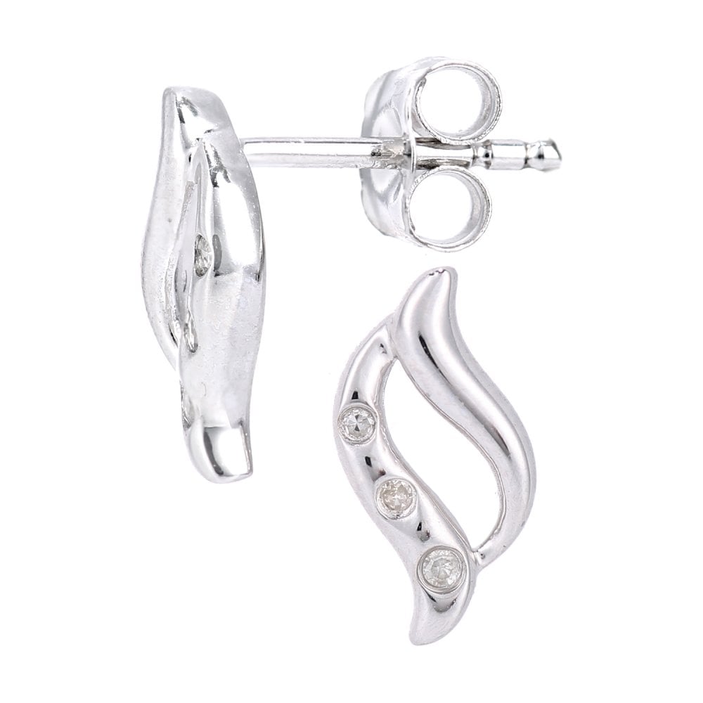 SPARKLD 9ct White Gold 0.02ct Diamond Stud Earrings