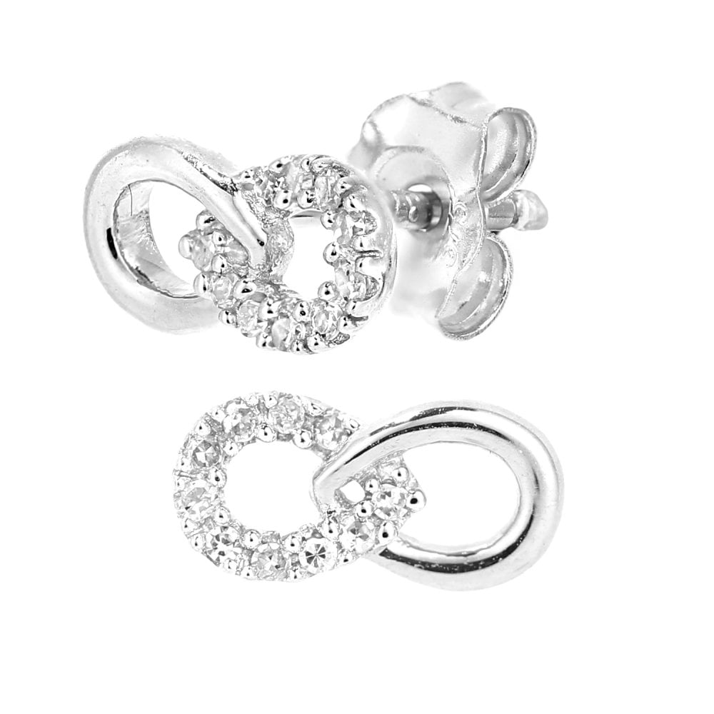 SPARKLD 9ct White Gold 0.05ct Diamond Infinity Stud Earrings