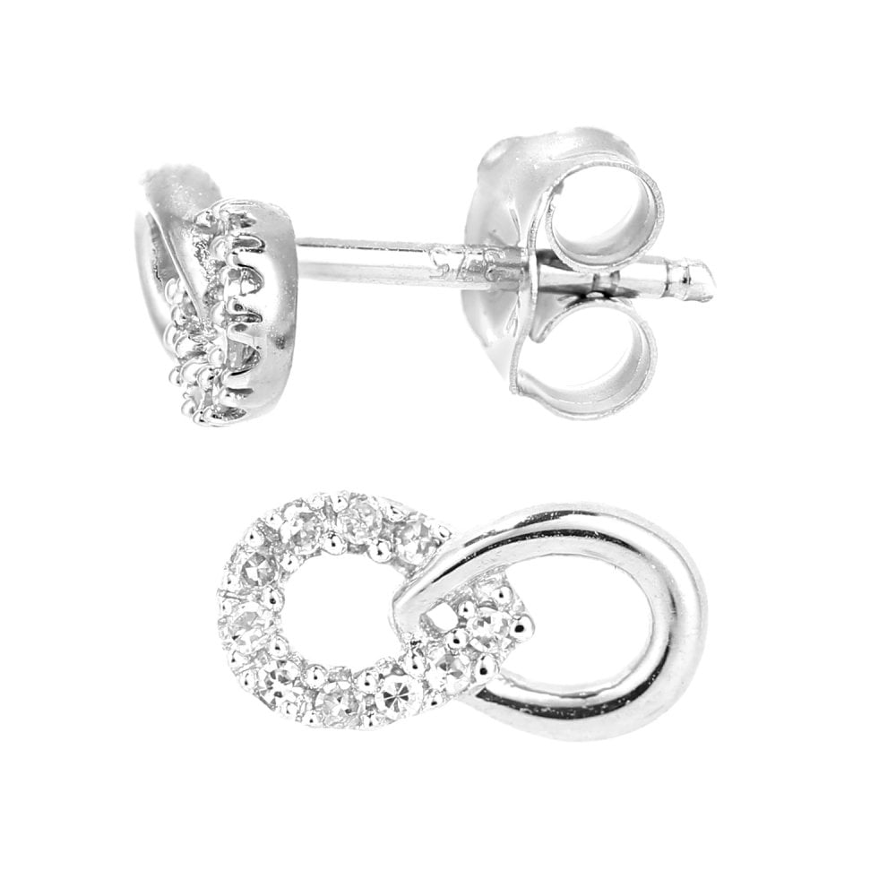 SPARKLD 9ct White Gold 0.05ct Diamond Infinity Stud Earrings