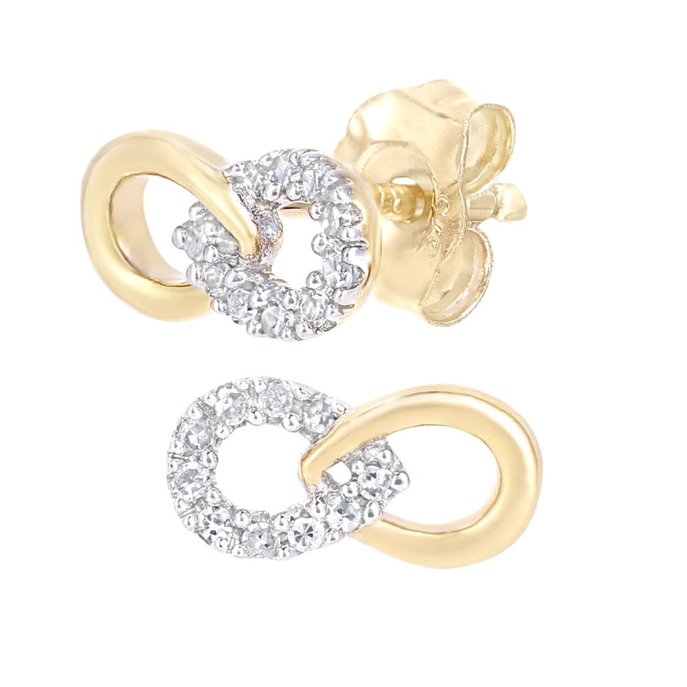 SPARKLD 9ct Yellow Gold 0.05ct Diamond Infinity Stud Earrings