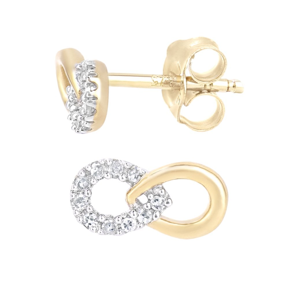 SPARKLD 9ct Yellow Gold 0.05ct Diamond Infinity Stud Earrings