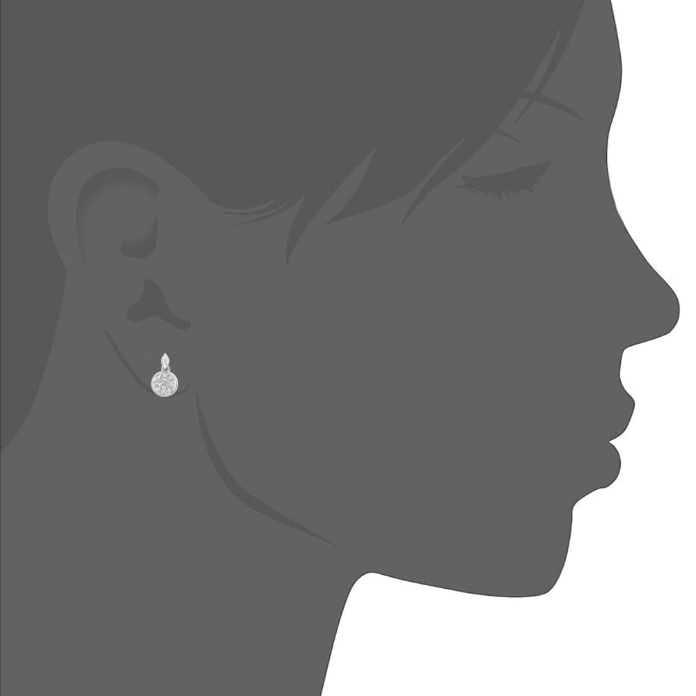 SPARKLD 9ct White Gold 0.10ct Diamond Halo Drop Earrings