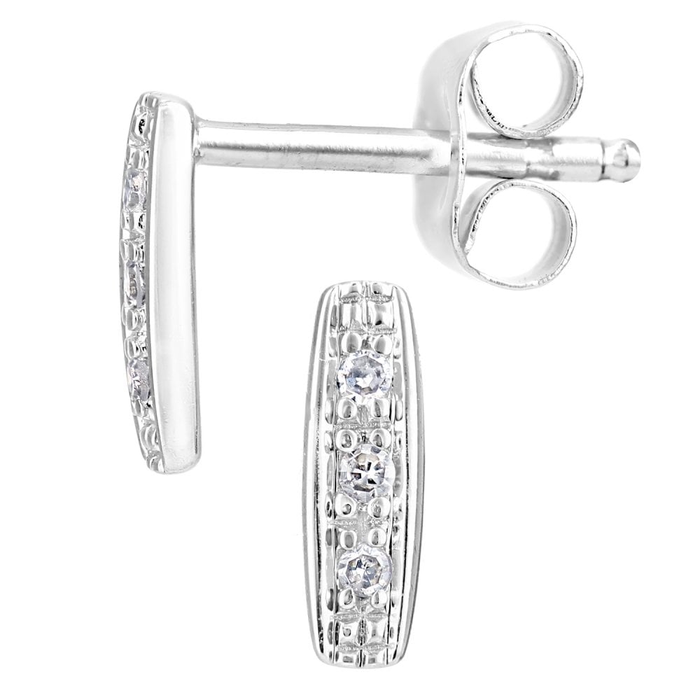 SPARKLD 9ct White Gold 0.03ct Diamond Trilogy Stud Earrings