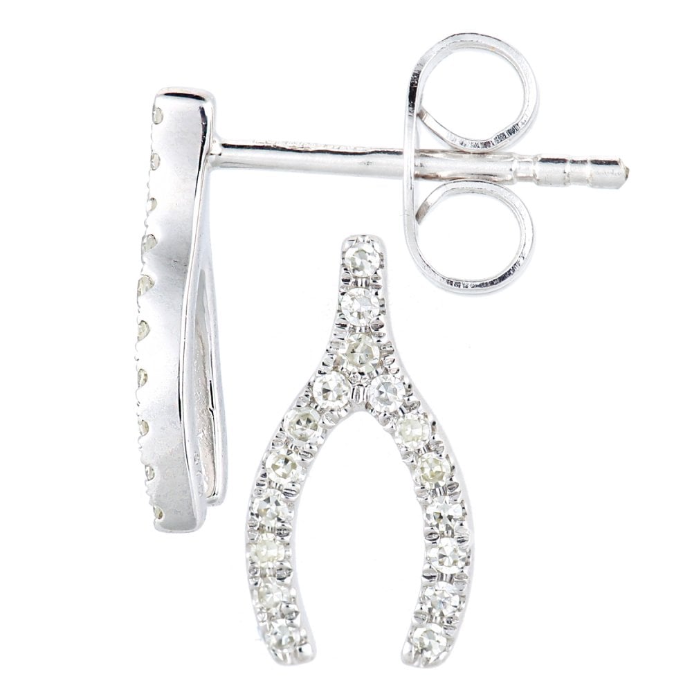 SPARKLD 9ct White Gold 0.10ct Diamond Horseshoe Stud Earrings