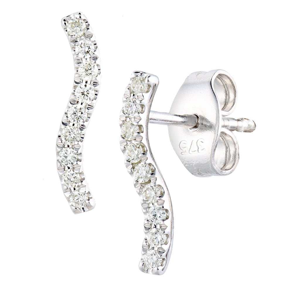 SPARKLD 9ct White Gold 0.10ct Diamond Stick Drop Earrings
